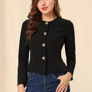 Allegra K Women's Fall Casual Jacket Elegant Button Front Work Office Blazer